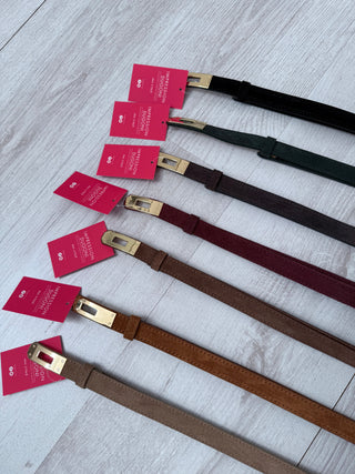 Cintura vita alta in pelle scamosciata